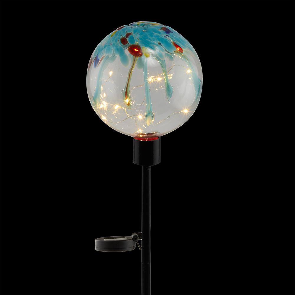Multicolor Raindrop Splashes Glass Ball LED Garden Stake