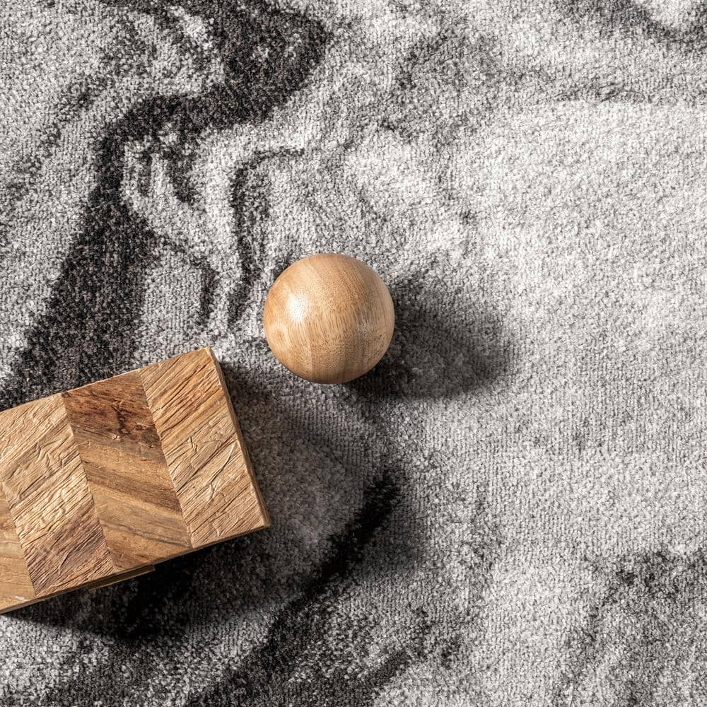 Gray Abstract Non-Slip Synthetic 9' x 12' Area Rug