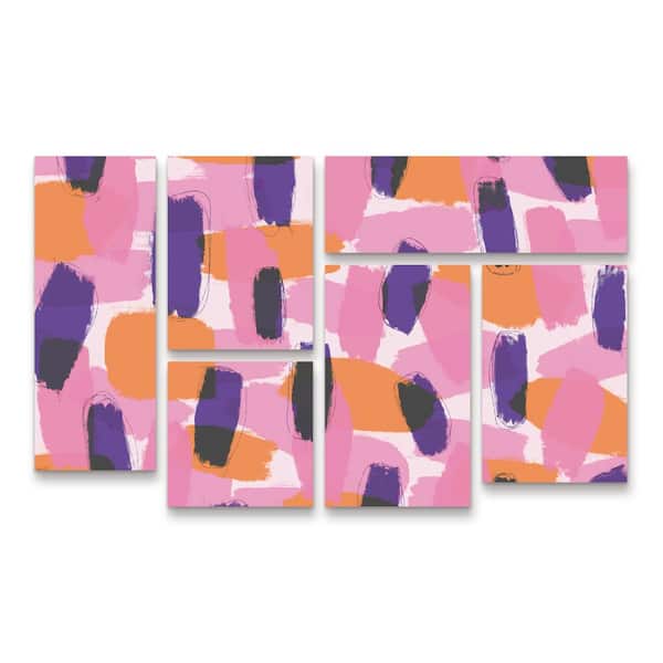 Trademark Fine Art Tree Child Layered Purple Strokes Pattern Multi Panel Unframed Photography Wall Art 28 in. x 47 in.