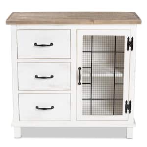 Faron White and Oak Brown Accent Cabinet with 3-Drawers