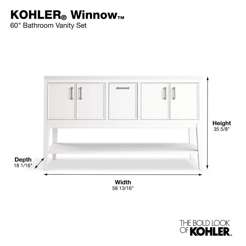 Winnow 60-Inch White Double Sink Bathroom Vanity Set