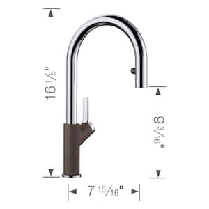 Urbena Single-Handle Pull Down Sprayer Kitchen Faucet in Cafe/Chrome