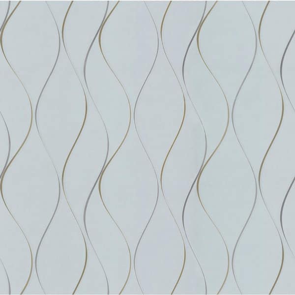 Antonina Vella Wavy Stripe Light Blue Matte Paper Non-Pasted Wallpaper