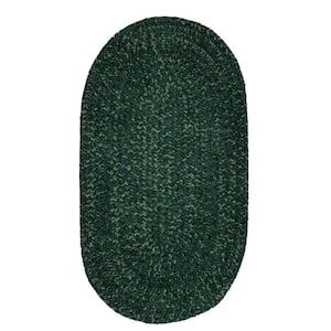 Chenille Tweed Braid Collection Diluth & Emerald 22" x 40" Oval 100% Polyester Reversible Indoor Area Rug