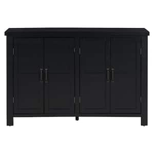 Black 4-Door Wood Pantry Organizer, Storage Sideboard with Adjustable Shelves and Retro Atimon Handles