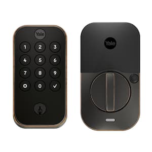 Smart Door Lock with Bluetooth and Pushbutton Keypad; Oil Rubbed Bronze