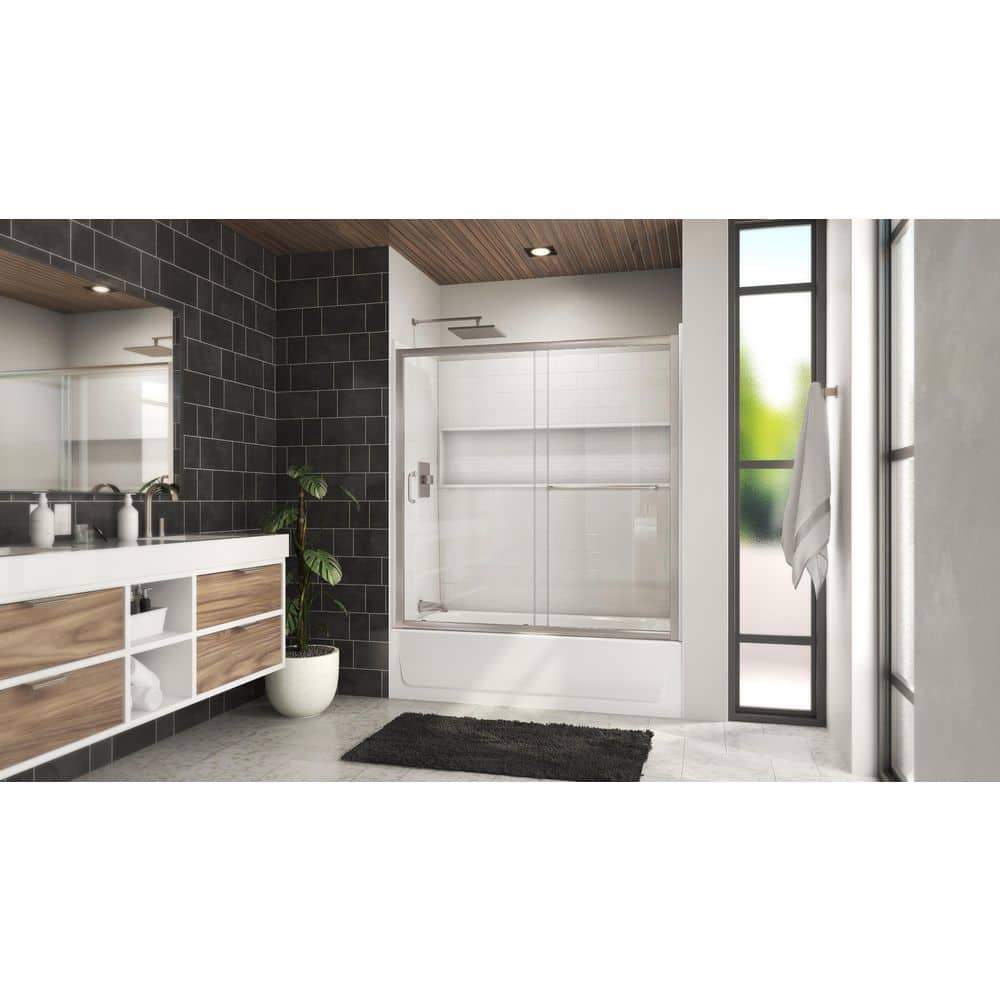 Mahalo 56- 60 in W x 58 in H Semi-Frameless Sliding Shower Door/Enclosure T