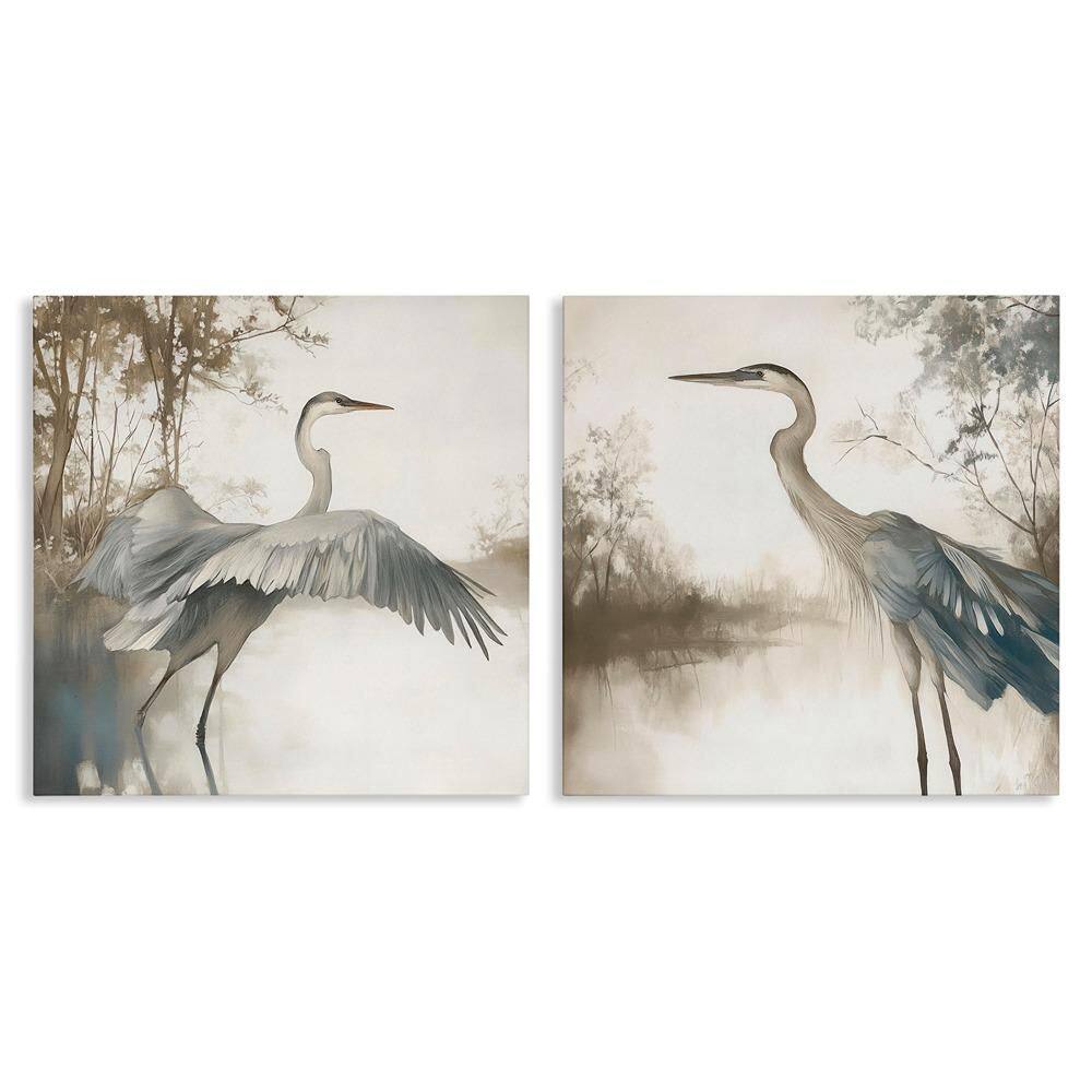 Heron Feathers Over Water by Mona Grace 2 Piece Unframed Animal Graphic Art Print 17 in. x 17 in. price history on PriceWatchPro