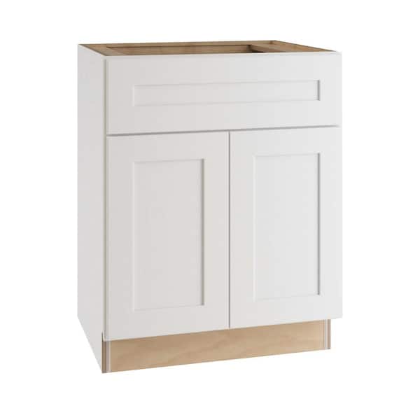 Home Decorators Collection Newport Pacific White Plywood Shaker Assembled Base Kitchen Cabinet Soft Close 24 in W x 24 in D x 34.5 in H