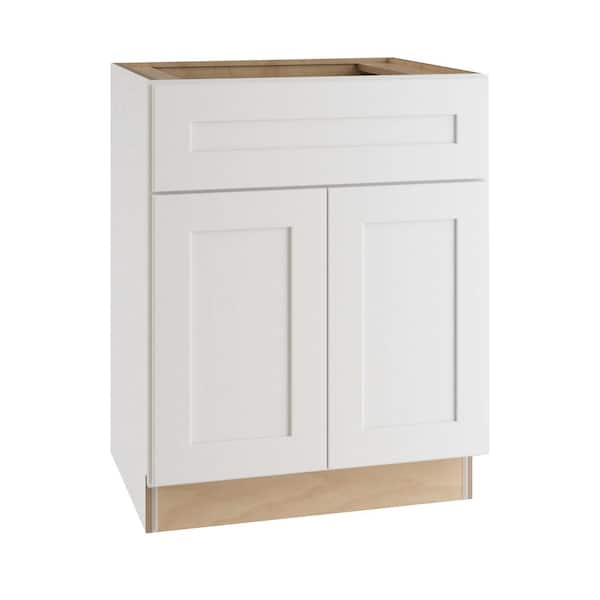Home Decorators Collection Newport 24 in. W x 21 in. D x 34.5 in. H Assembled Plywood Base Bath Cabinet in Pacific White with Soft Close