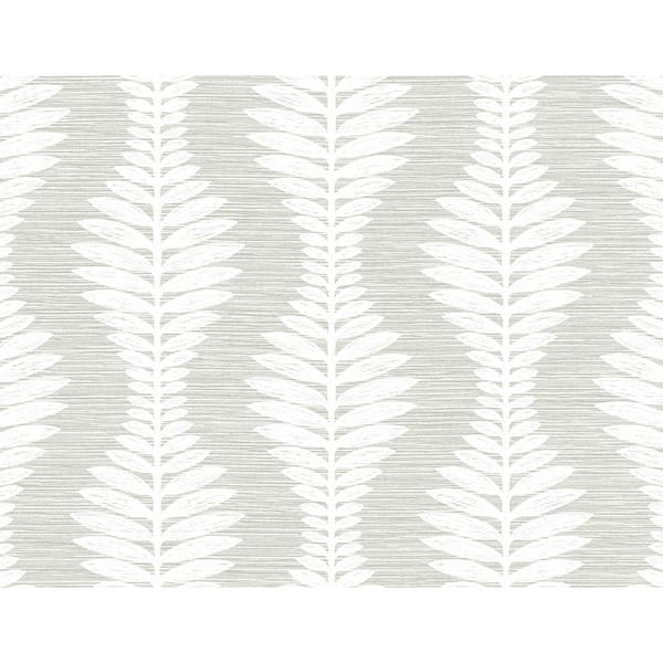 60.75 sq. ft. Coastal Haven Sea Salt Carina Leaf Ogee Embossed Vinyl Unpasted Wallpaper Roll