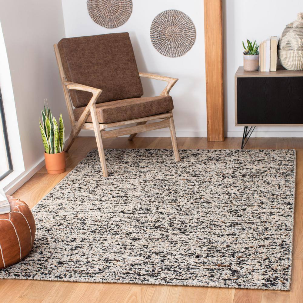 Beige and Grey Hand-Tufted Wool Rectangular Area Rug
