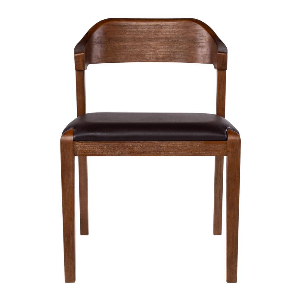 Chestnut Wire-Brushed Faux Leather Low Side Chair