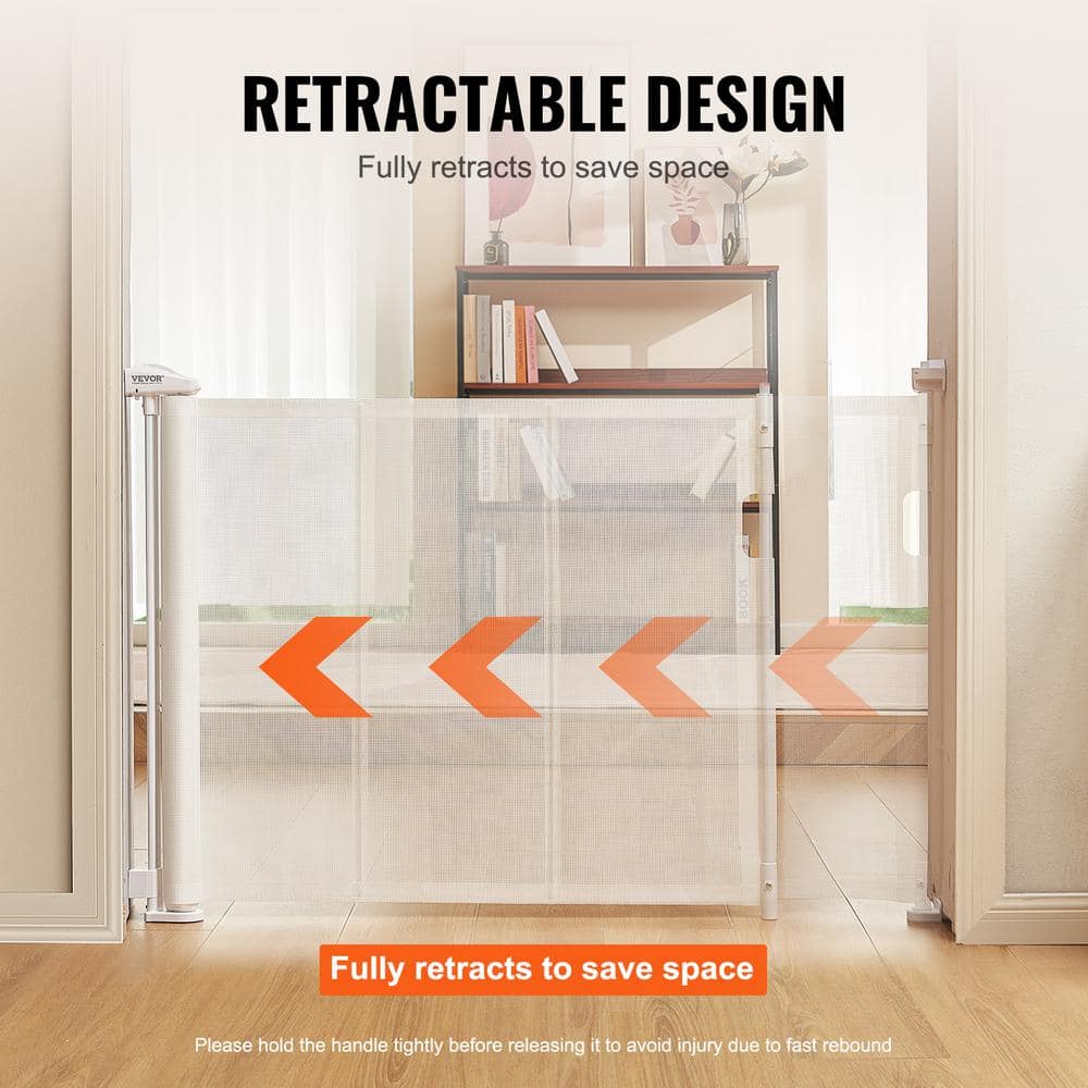 White Retractable Plastic Pet Gate for Stairways and Doorways