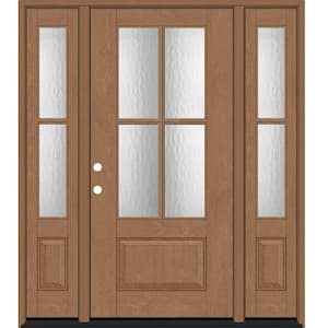 Regency 64 in. x 80 in. 3/4Lite 4SDL Oasis Deco Glass RHIS Prefinish AutumnWht Fiberglass Prehung Front Door w/2_ 12inSL