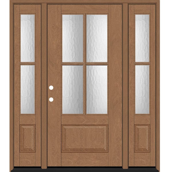Steves & Sons Regency 64 in. x 80 in. 3/4Lite 4SDL Oasis Deco Glass RHIS Prefinish AutumnWht Fiberglass Prehung Front Door w/2_ 12inSL