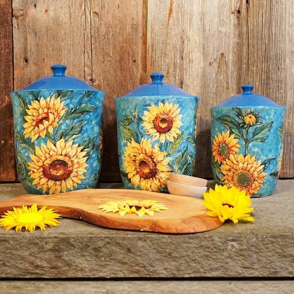 ドイツブルーメンキンダー春　フラワーチルドレン　 3体セット Certified International Golden Sunflowers 3-Piece Earthenware