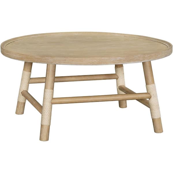 Becki Owens Esmarca 36 in. Brown/Tan Round Other Wood Coffee Table with No Additional Features