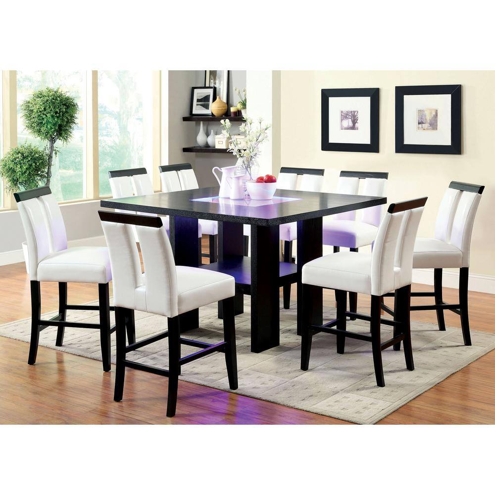 Luminar II White and Black Faux Leather Counter Height Chair Set