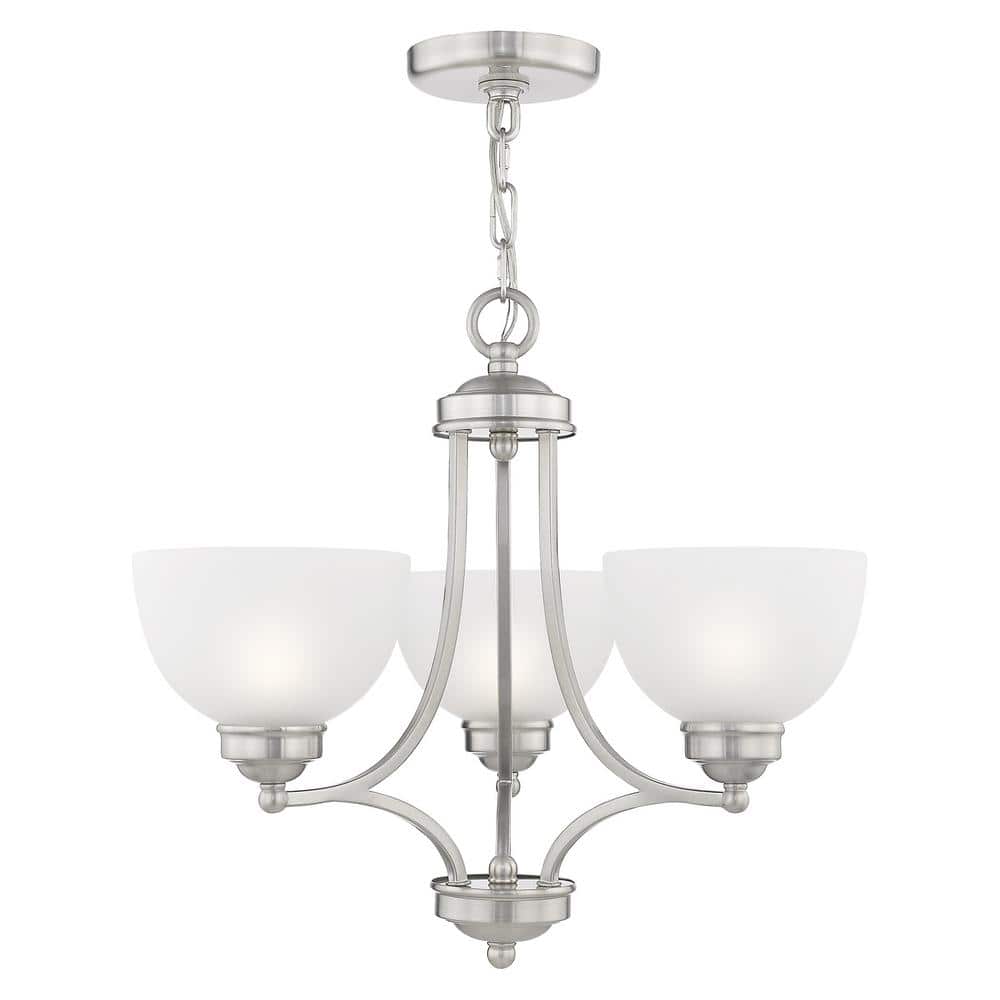 Somerset Brushed Nickel 3-Light Chandelier with Satin Glass