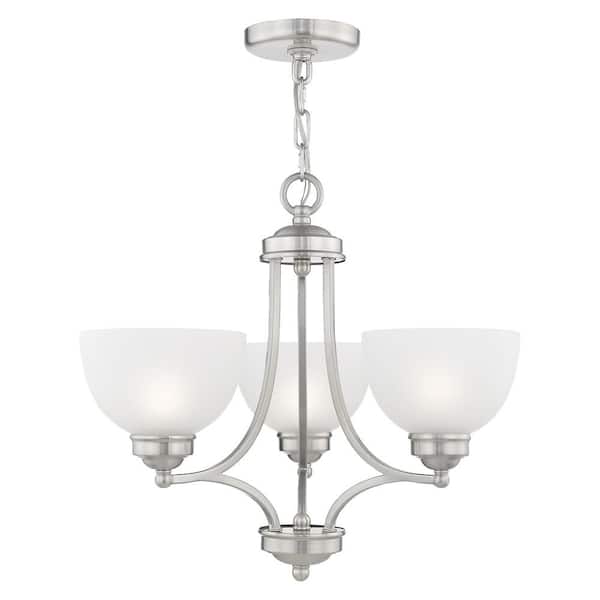 AVIANCE LIGHTING Stonecrest 3-Light Brushed Nickel Chandelier with Satin Glass