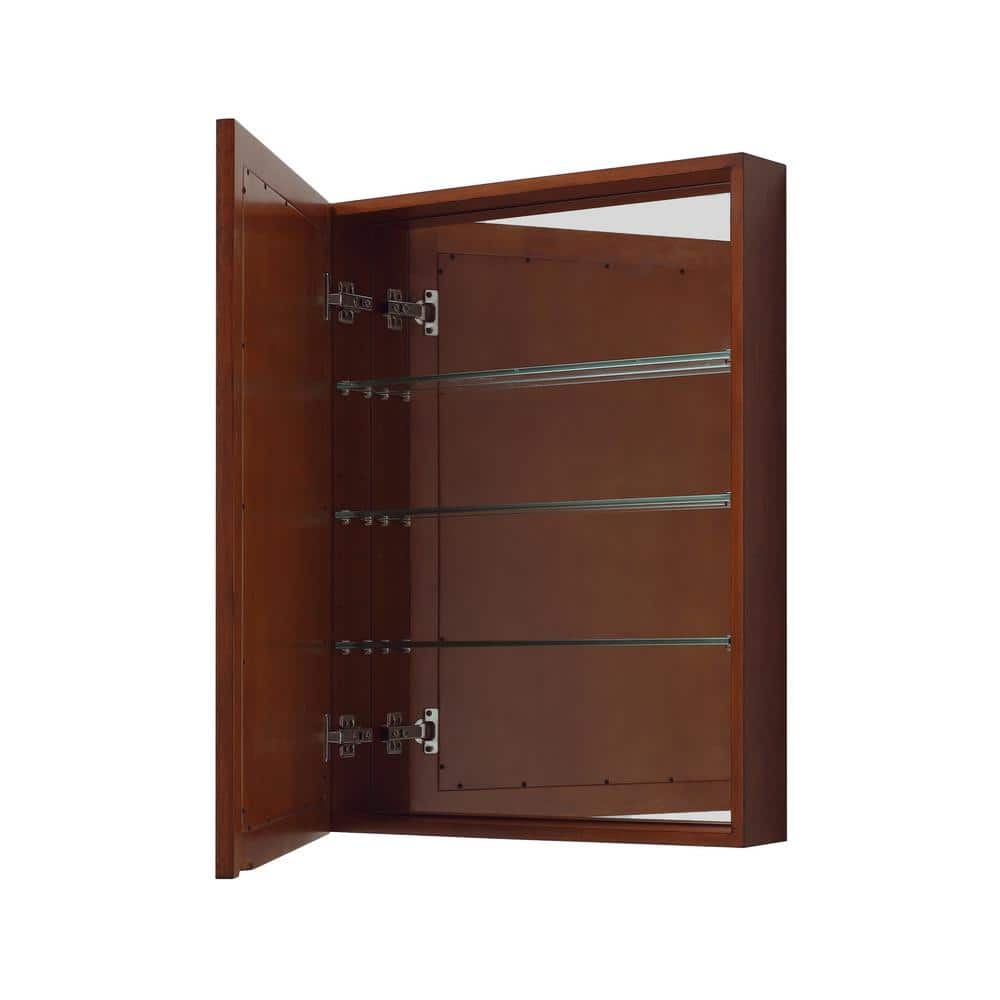 Tobacco Brown 24" x 32" Wooden Framed Mirror Cabinet