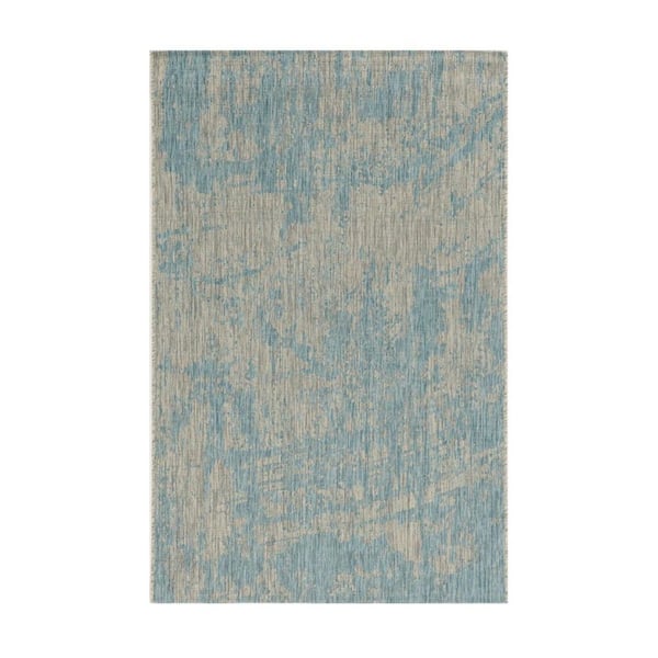 Teal Blue 5 ft. x 8 ft. Woven Polypropylene Rectangle Indoor/Outdoor Area Rug