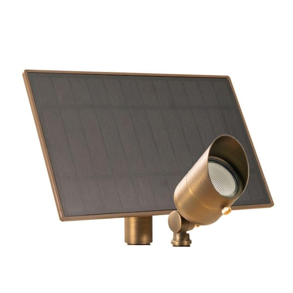 235 Lumen Brass Bronze Solar Integrated LED Landscape Spot Light with Detached Panel