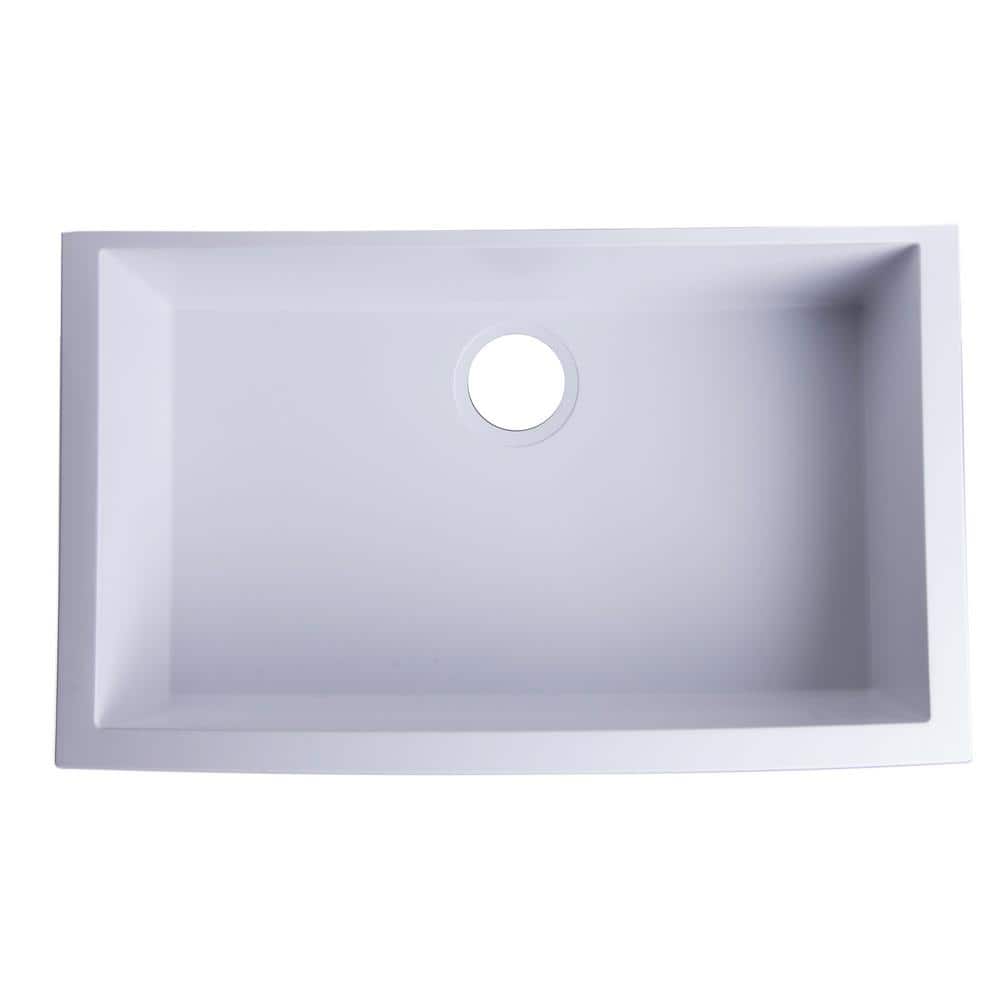 White 30'' Undermount Single Bowl Granite Kitchen Sink