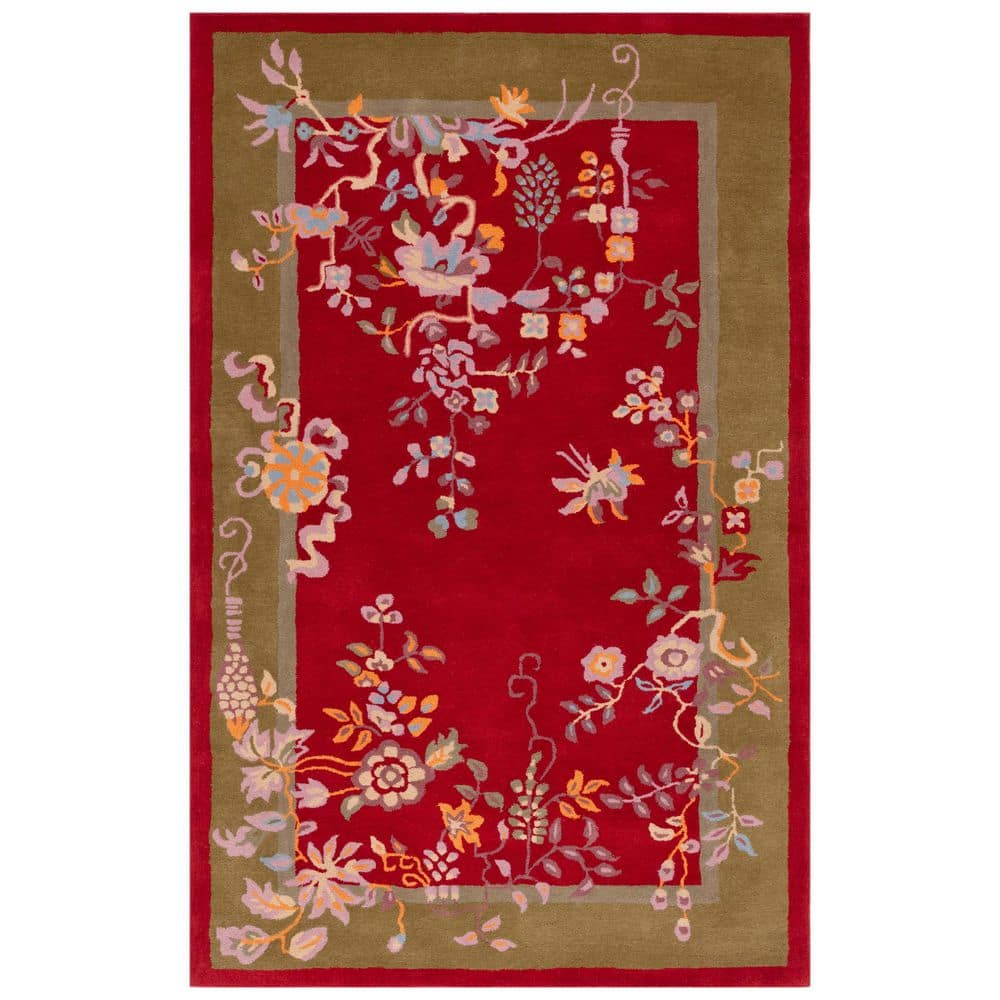 Metro 3 ft. x 5 ft. Red/Green Ornate Floral Border Area Rug price history on PriceWatchPro