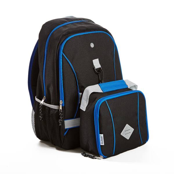 Fit and Fresh Black Backpack with Matching Insulated Lunch Bag