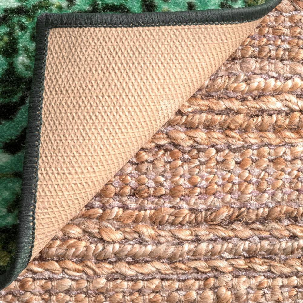 Loomed Vintage Green Synthetic 3'x5' Tufted Area Rug