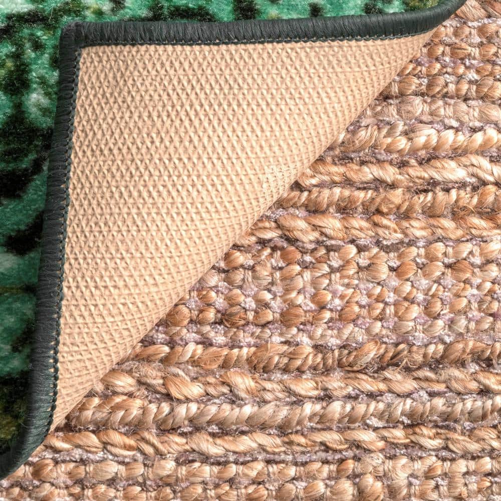 Vintage Reiko Overdyed Green 8' Square Synthetic Rug