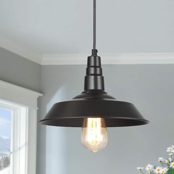 LNC 1-Light Industrial Black Vintage Barn Pendant Light Modern Farmhouse Hanging Light for Foyer Kitchen Hallway