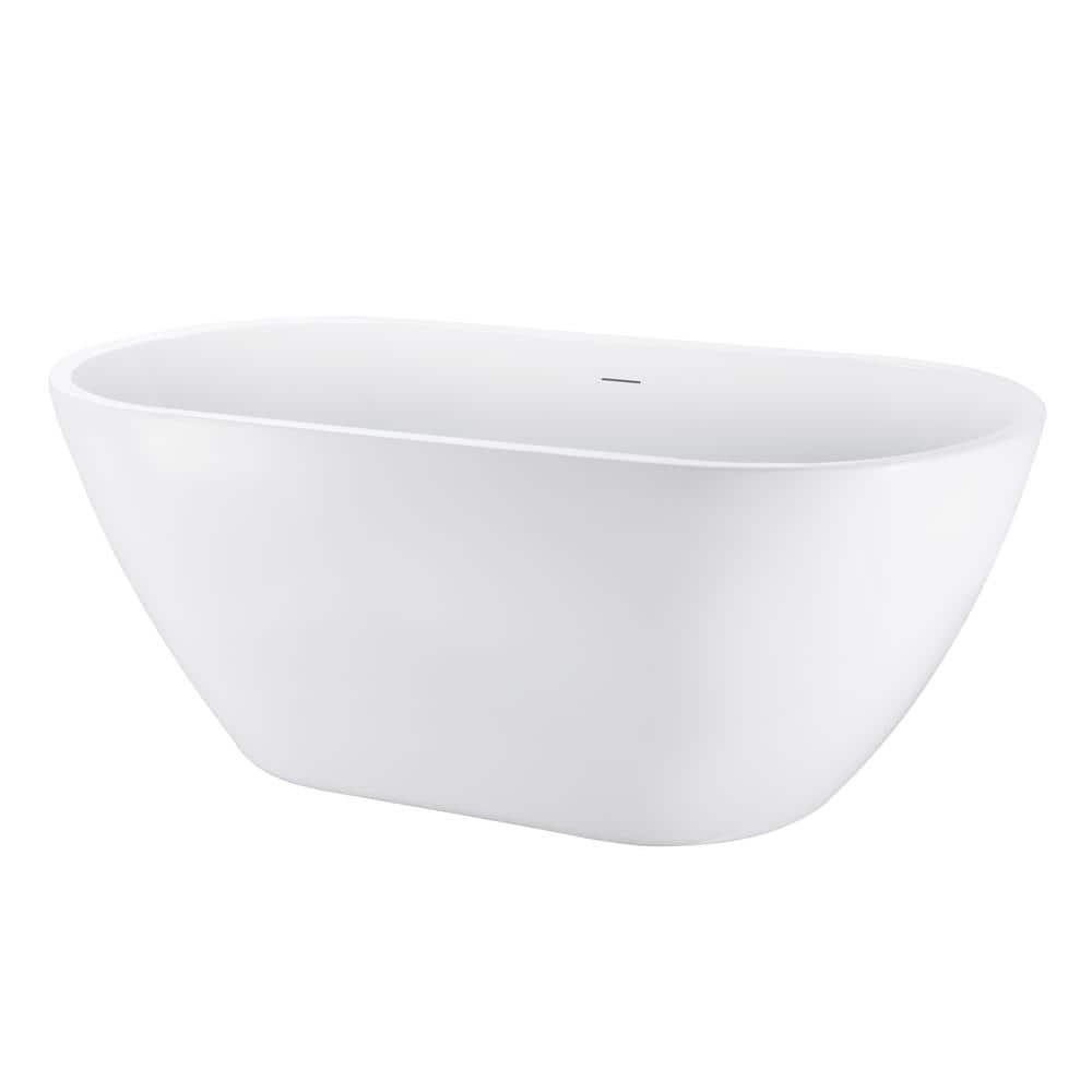 Contemporary 70.08 in. x 30.71 in. Soaking Bathtub with Center Drain in Whi