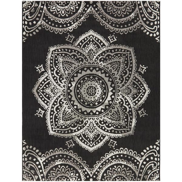 BALTA Elisabet Charcoal 5 ft. 3 in. x 7 ft. Medallion Indoor/Outdoor Area Rug
