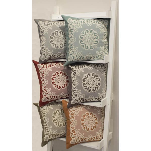 Creative Home Ideas Emily Grey 18 in. x 18 in. Pillow Cover (Set of 2)