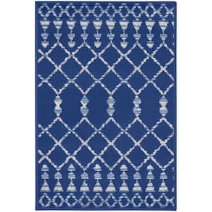 Whimsicle Navy  doormat 2 ft. x 3 ft. Geometric Bohemian Kitchen Area Rug