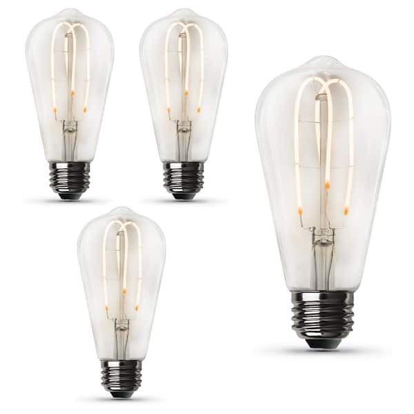 40-Watt Equivalent ST19 DImmable M-Shape Filament Clear Glass E26 Vintage Edison LED Light Bulb, Soft White (4-Pack)