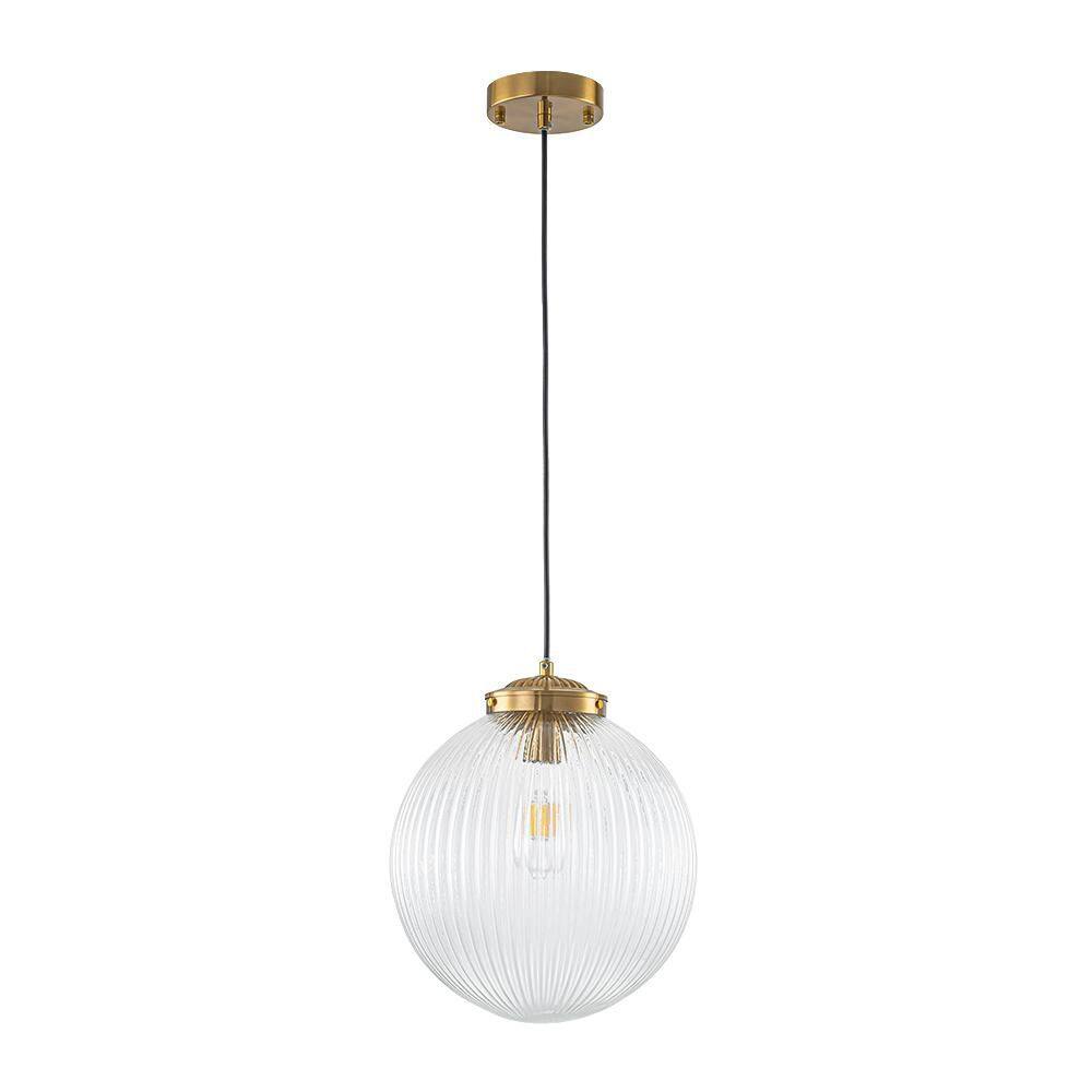 Voryra 1-Light 11.8 in. W Brass Ribbed Glass Globe Pendant Light for Hallway and Kitchen Island price history on PriceWatchPro