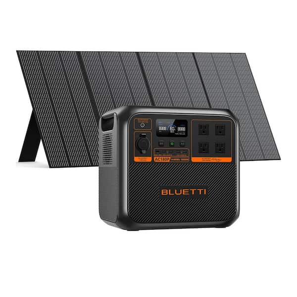 BLUETTI 1800W Continuous/2700W Peak Output Power Station AC180P Push Button Start LiFePO4 Battery Generator + 350W Solar Panel