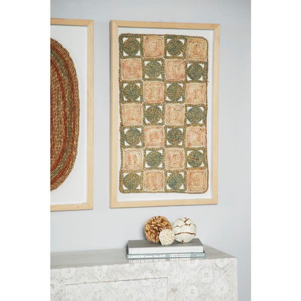 Litton Lane Abstract Checkerboard Rope and Wood Wall Art