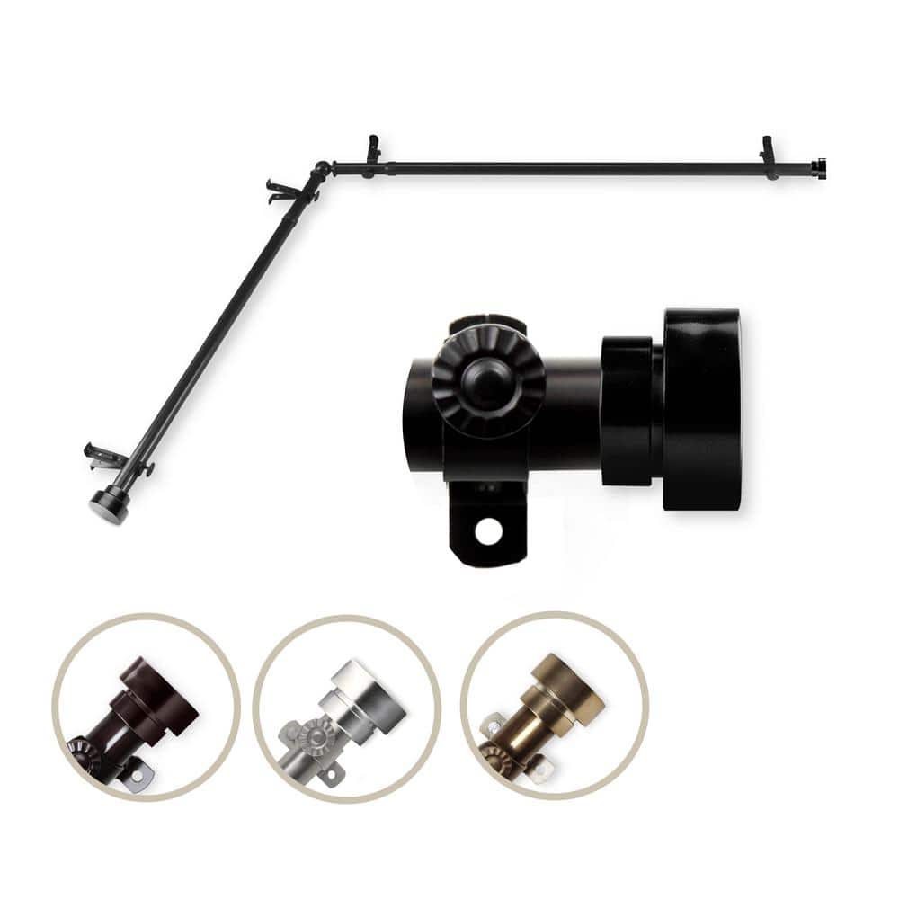 "13/16"" Dia Adjustable 48"" to 84"" Single Corner Window Curtain Rod in Black with Topper Finials" price history on PriceWatchPro