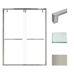Eden 60 in. W x 80 in. H Sliding Semi-Frameless Shower Door in Brushed Nickel with Clear Glass