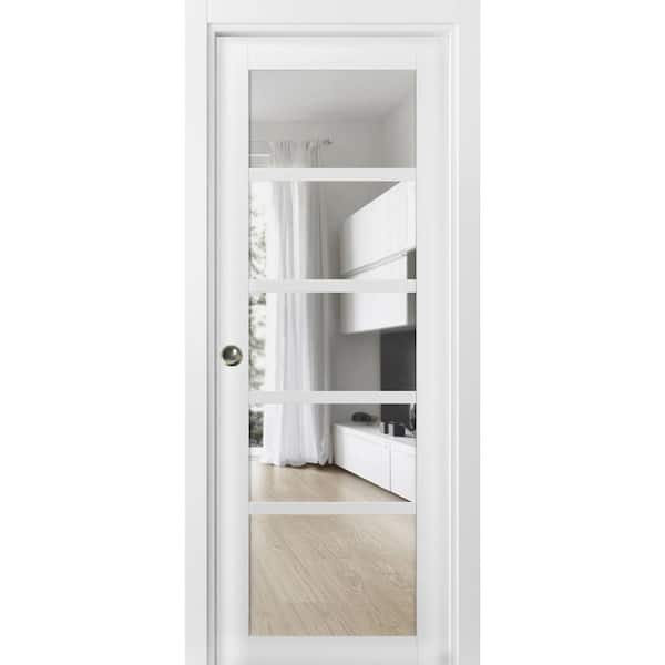 Sartodoors 42 in. x 84 in. 1 Panel White Finished Solid MDF Sliding Door with Hardware