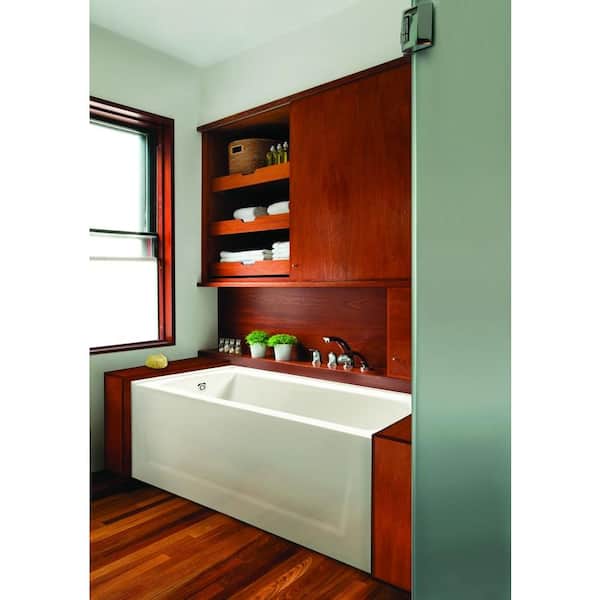Cooper 60 in. x 33.25 in. Soaking Bathtub Acrylic Left Drain in Biscuit Rectangular Alcove