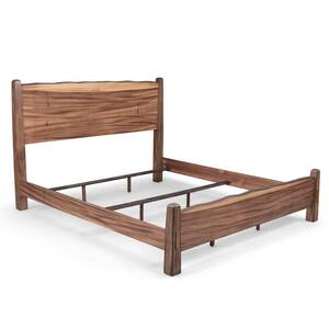 Forest Retreat Brown Teak Wood King Bed, Night Stand, Dresser and Mirror