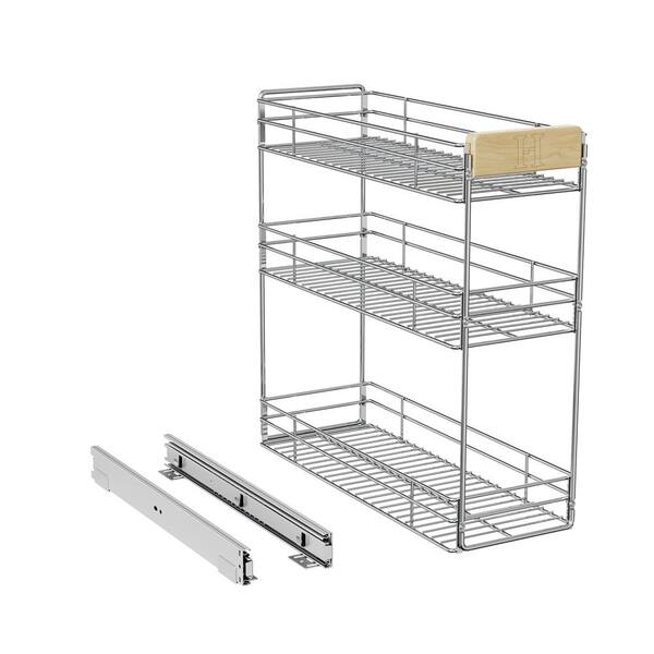 HOMEIBRO 7.5 in. W x 21 in. D Wood Pull out Organizer Rack for