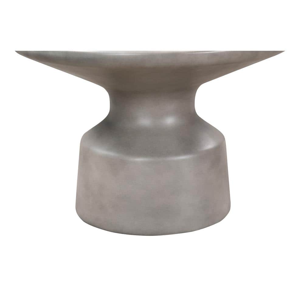 Sephie 24" Modern Round Pedestal Coffee Table in Gray Resin