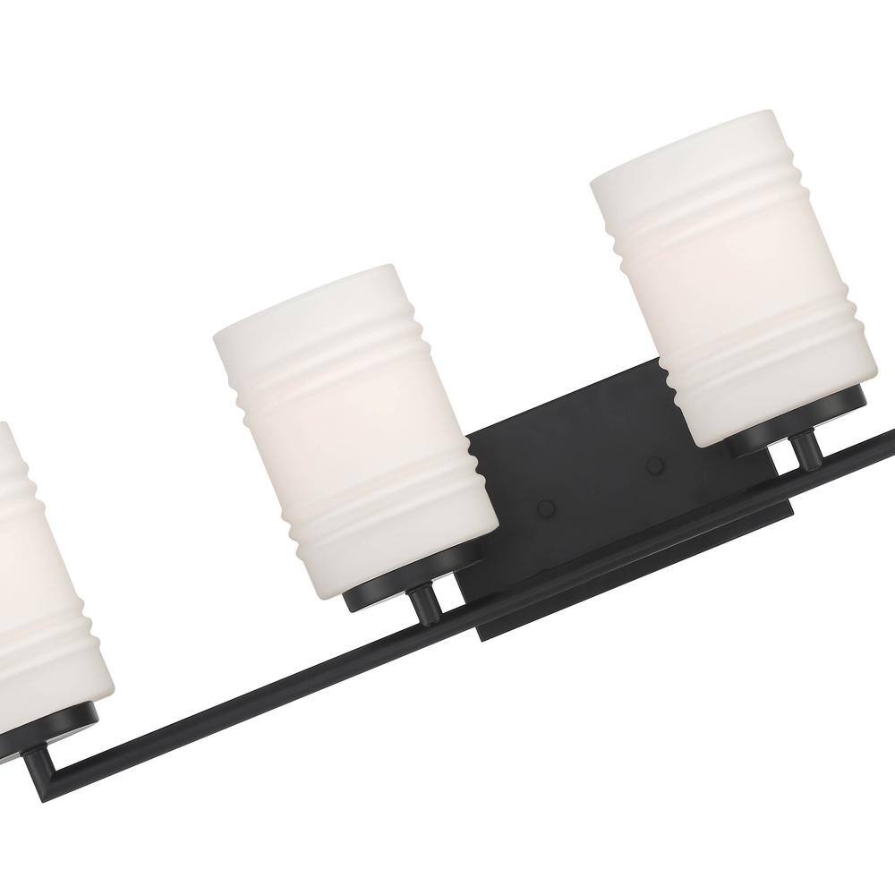 Leavenworth Sleek Matte Black 33" Outdoor Vanity Light with Etched Glass